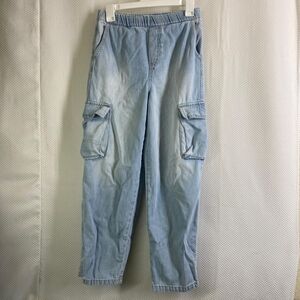 : Zara Girls Light Wash Denim Cargo Jeans Wide Leg Size 12-14 Years